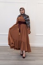 A wide brick-colored dress
