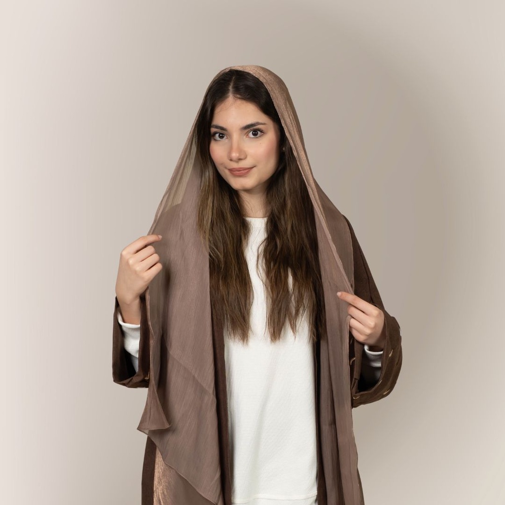 Coffee Brown  Sparkling Shimmering Silk Chiffon  Scarf