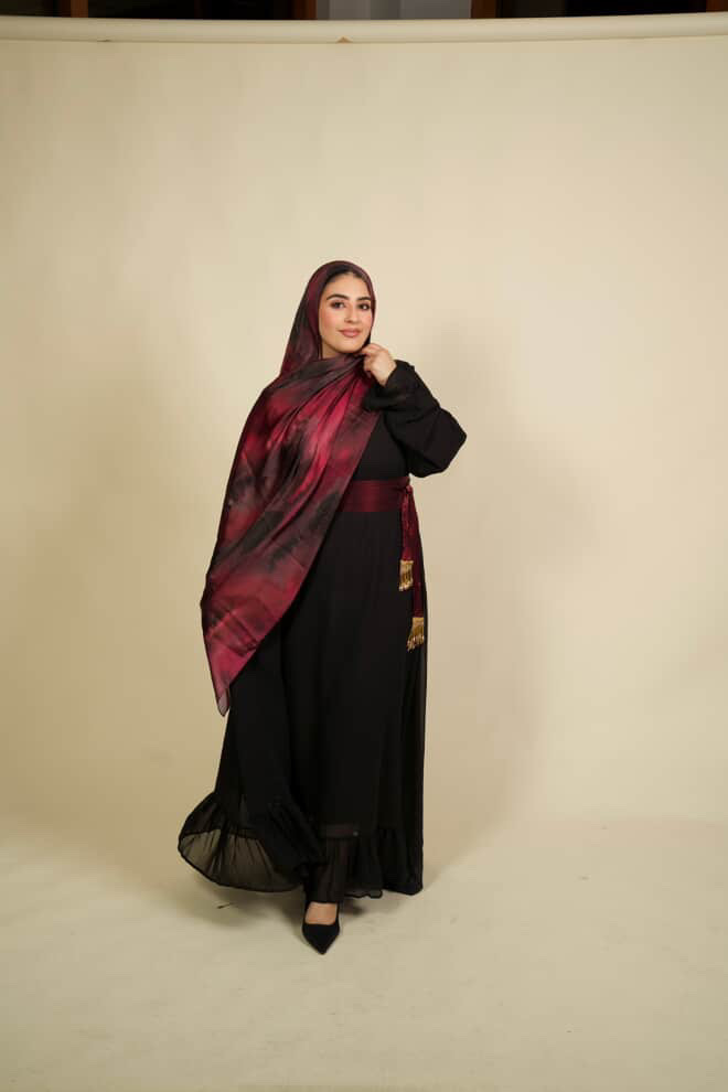 Burgundy Colored Wavy Shawl
