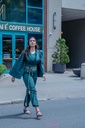 Elegant Green Jumpsuit with Cashmere Belt.