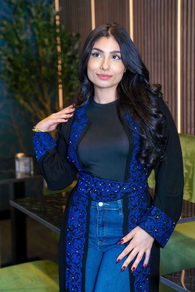 The Lady of the Gathering (The Unique Palestinian Abaya) Blue