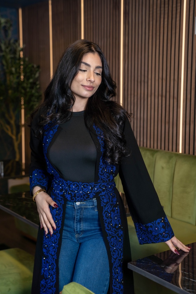 The Lady of the Gathering (The Unique Palestinian Abaya) Blue