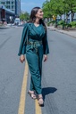 Elegant Green Jumpsuit with Cashmere Belt.
