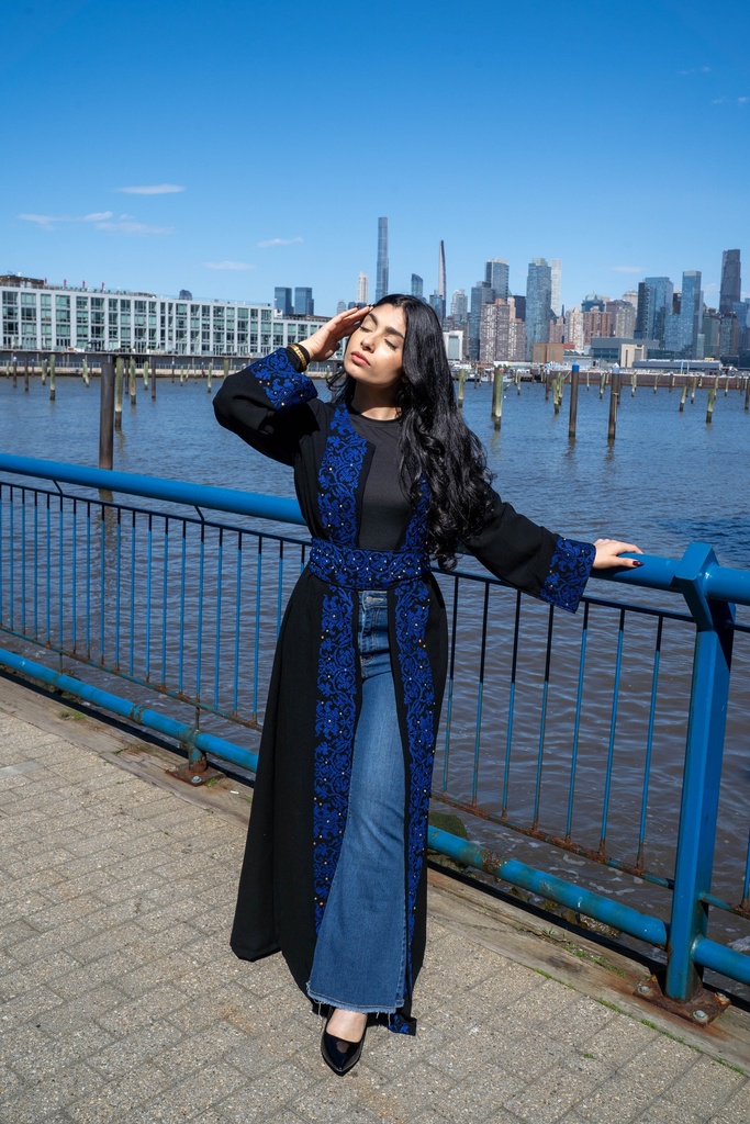 The Lady of the Gathering (The Unique Palestinian Abaya) Blue