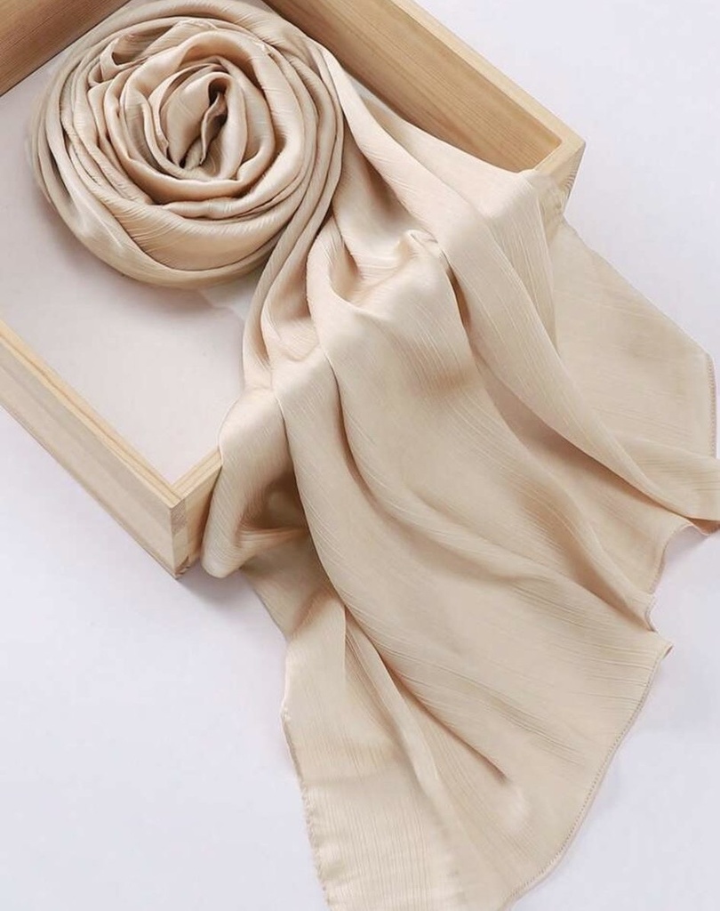 Beige Sparkling Shimmering Silk Chiffon  Scarf
