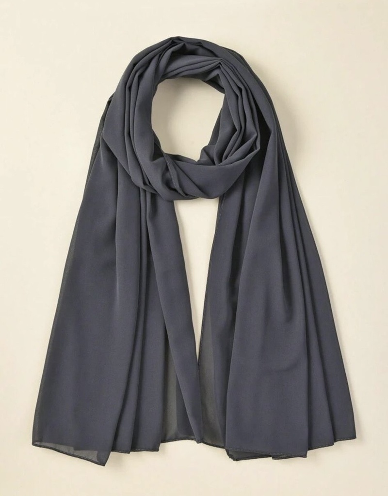 Dark Grey Chiffon Scarf