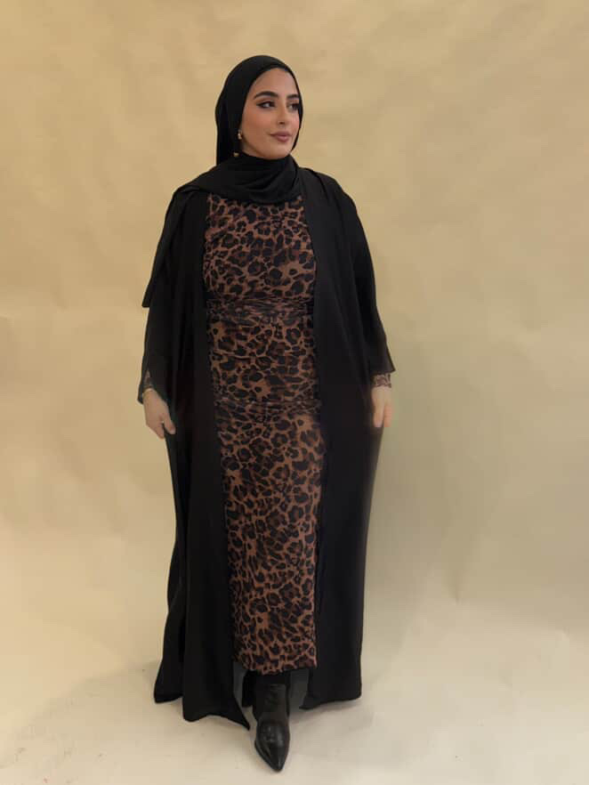Luxury Open-Front Black Abaya