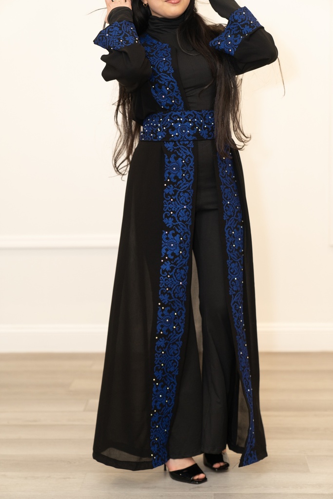 The Lady of the Gathering (The Unique Palestinian Abaya) Blue