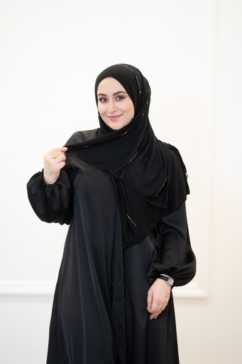 Shiny Black with little Gold Scarf 