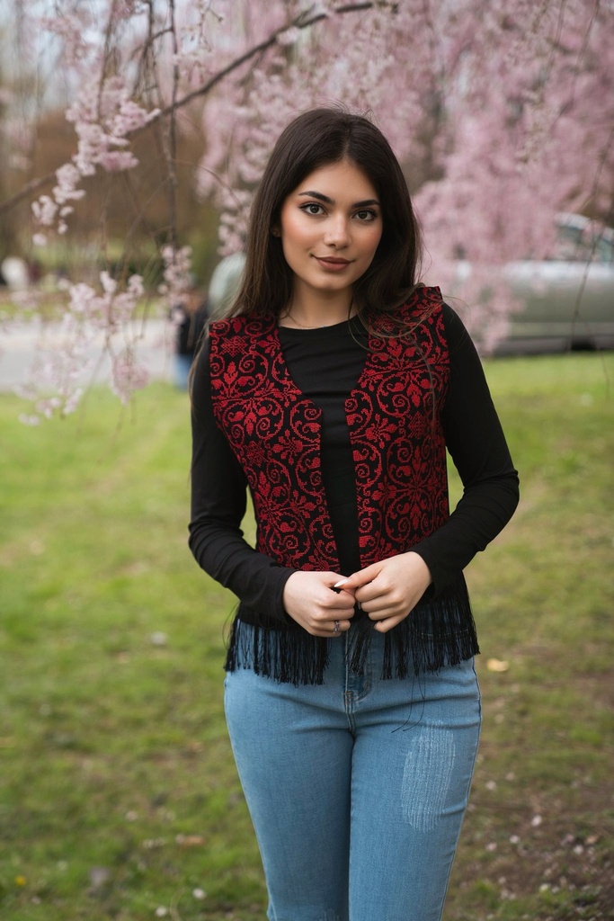 Hand Made Embroidered Red Vest 